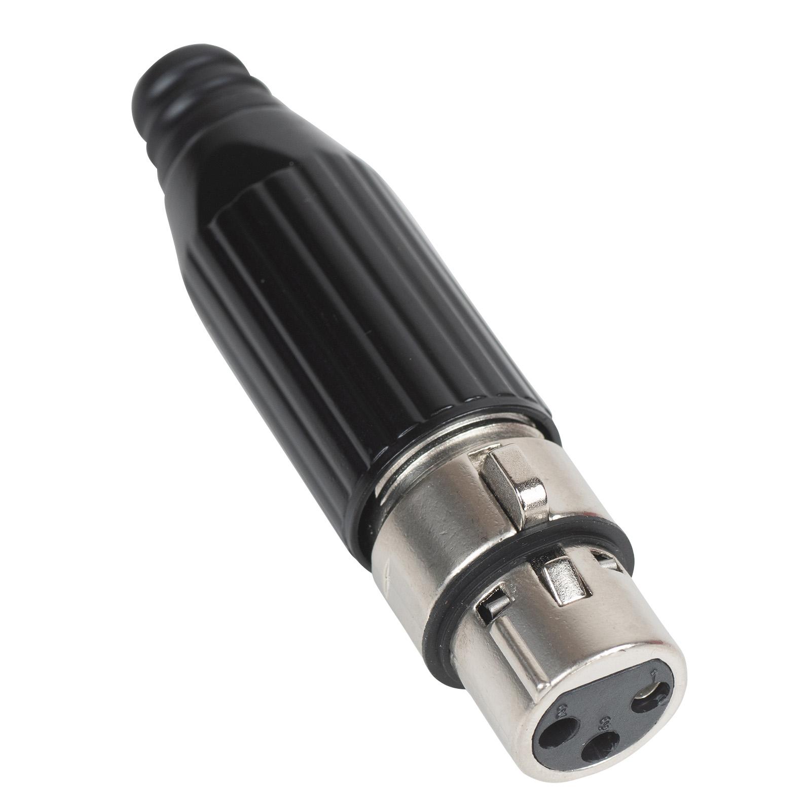 XLR Female 3-Pin Heavy-Duty Metal Screw On Shell with Rubber Strain Relief